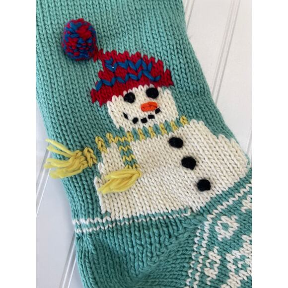 Pottery Barn Snowman Knit Stocking Holidays Mom Monogram - Picture 2 of 9